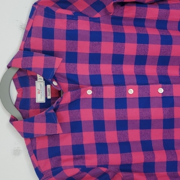 Vineyard Vines Relaxed Carmel Buffalo Check Performance Flannel Womens 4 Cotton - Picture 2 of 10